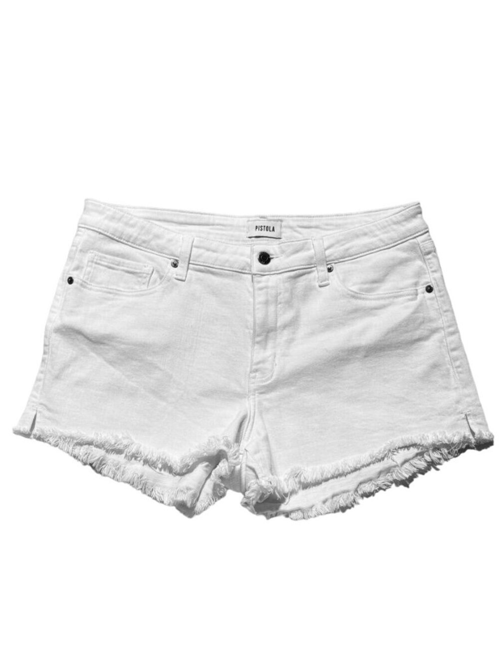 PISTOLA Women's Shorts White Cotton Denim Jean Frayed Edge Hem Stretch Size 32 - Picture 7 of 15